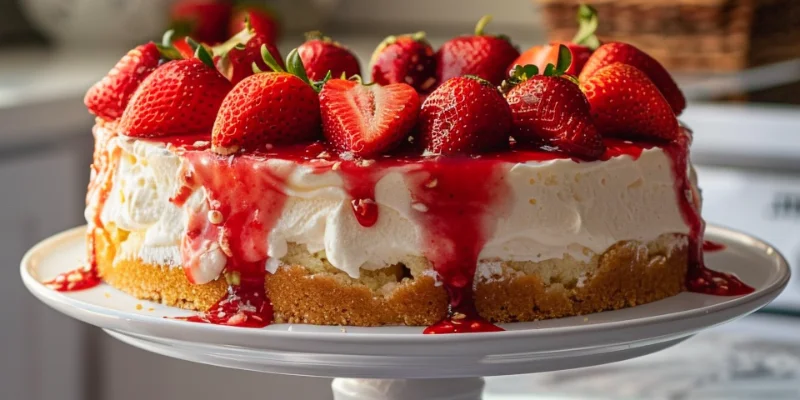 Shortcake Cheesecake with top layer strawberry