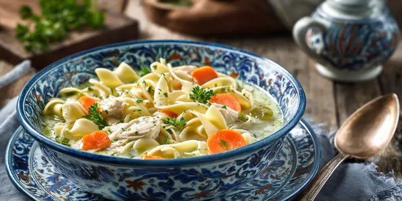 creamy chicken noodle soup image