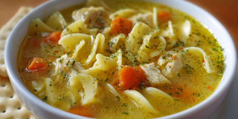 panera chicken noodle soup with red carrot