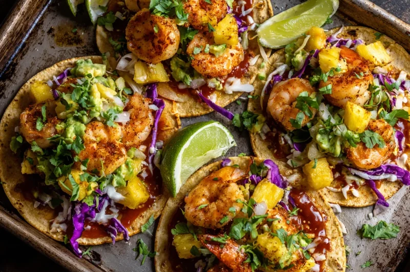 Easy Sheet Pan Pineapple Shrimp Tacos in 30 Minutes