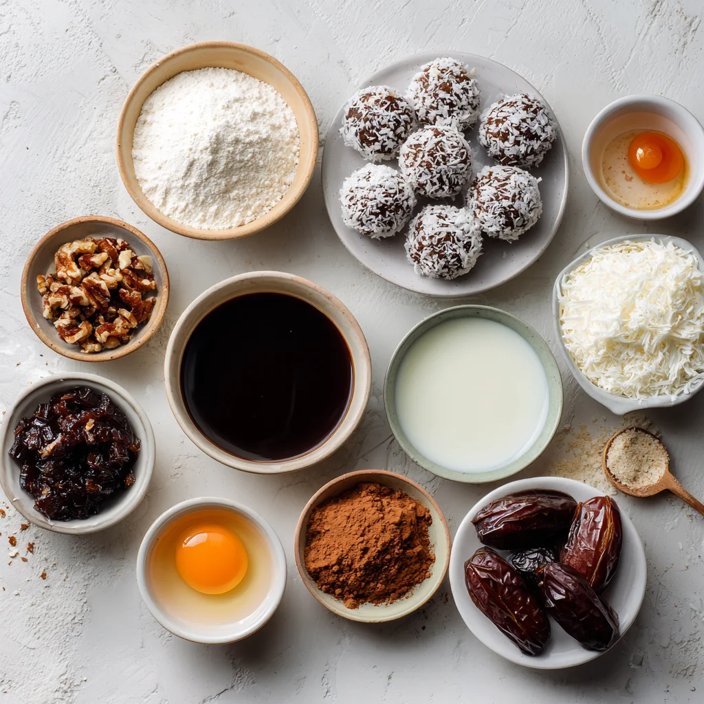 Raw ingredients for Carnivore Cake Balls arranged neatly on a countertop.