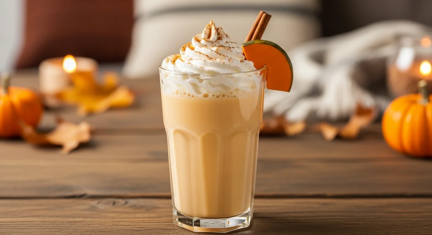 pumpkin spice milk glass jar with cream