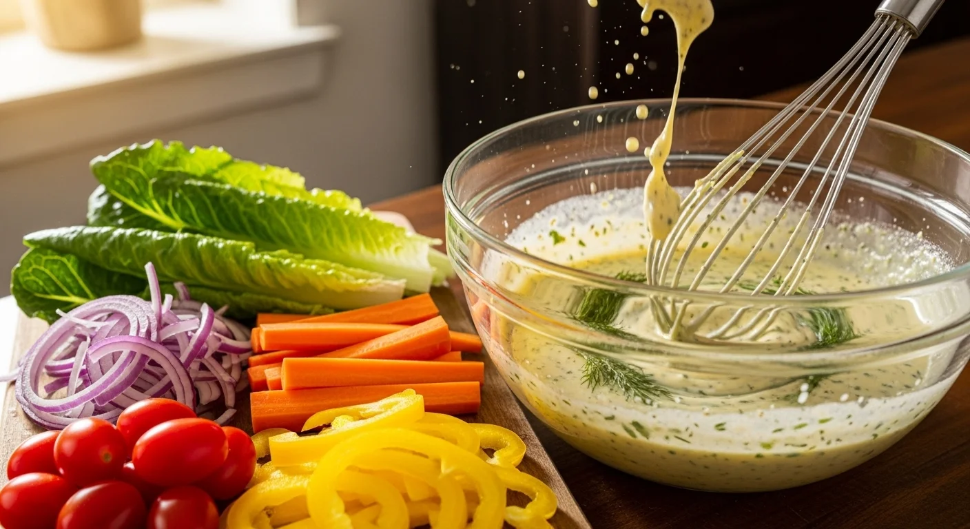 Whisking soy-lime dressing for corn salad.
