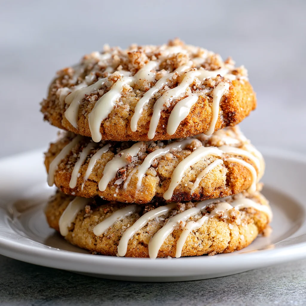 Crumble Cinnamon Roll Cookies in plane plate