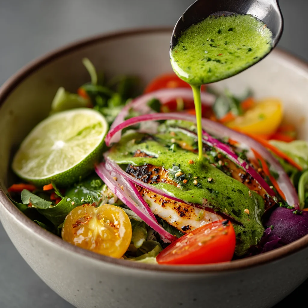 Partially assembled Shrimp and Mango Rice Bowl with fresh toppings