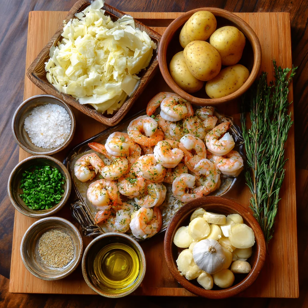 Ingridents used in Creamy Garlic Shrimp Potatoes: