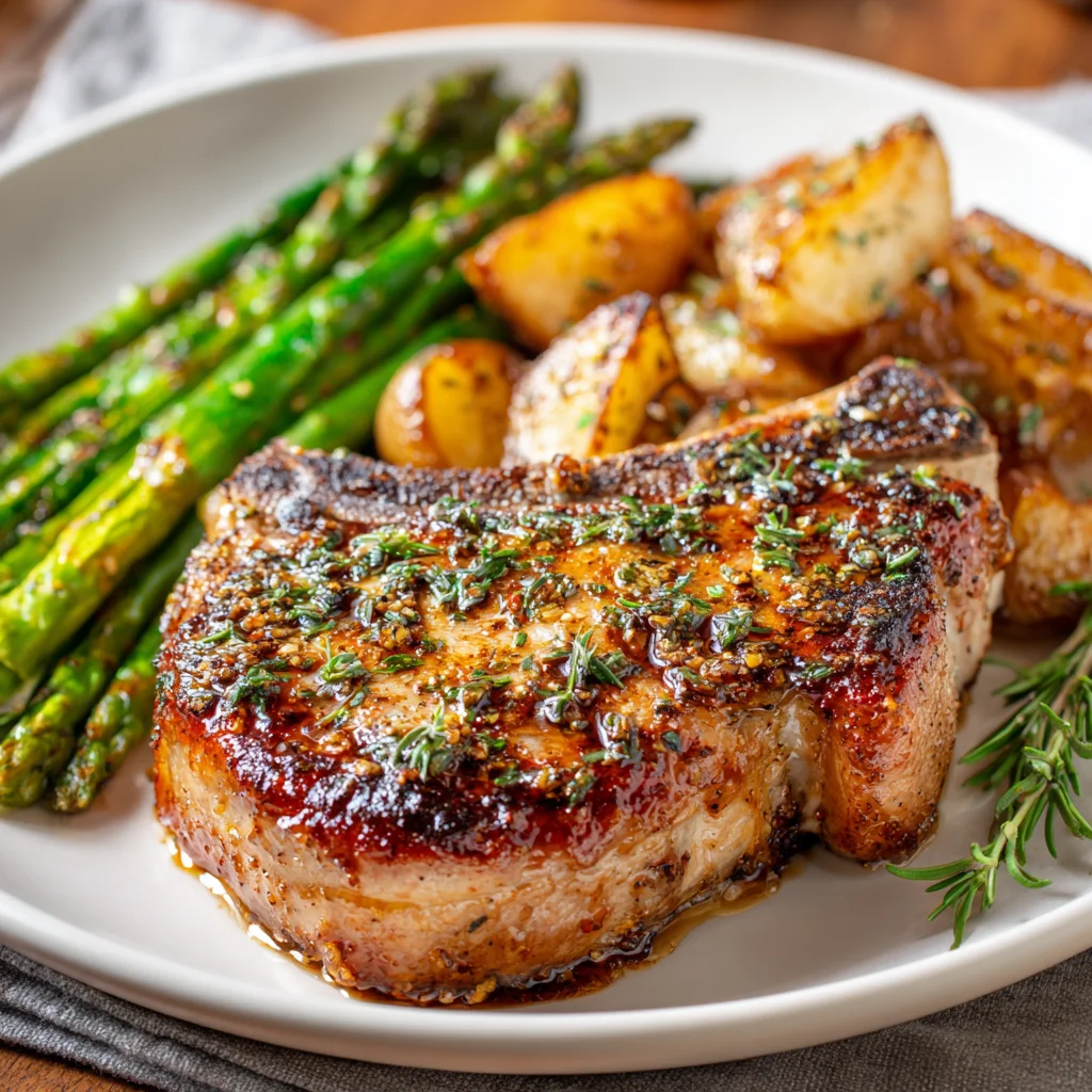 Juicy Baked Pork Chop Recipes final serving with potatoes