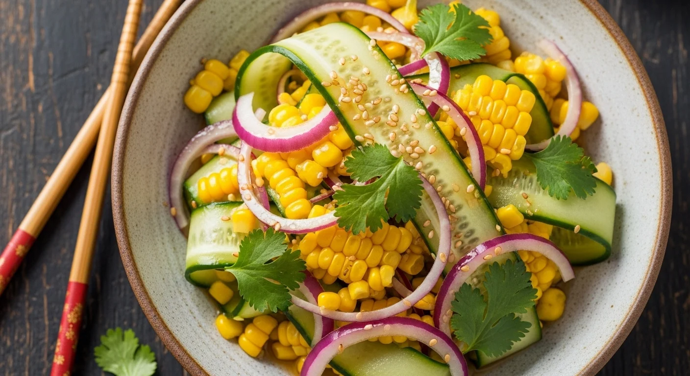 Fresh corn and veggies for Asian corn salad ingredients.