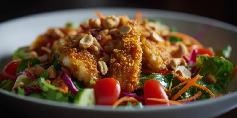 This Crispy Chicken Cashew Crunch Salad is the ultimate balance of flavor and texture — juicy golden chicken, creamy sesame dressing, and that perfect nutty crunch.