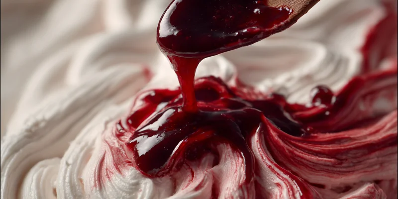 ALT: Close-up of cream cheese frosting being piped into brain folds on a cupcake.