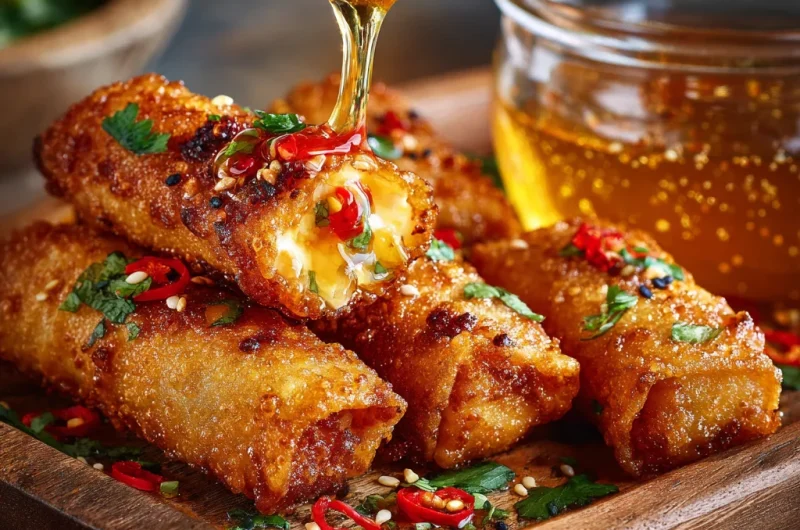 Crispy Oven-Fried Feta Rolls with Chili Honey – The Perfect Sweet-Spicy Appetizer