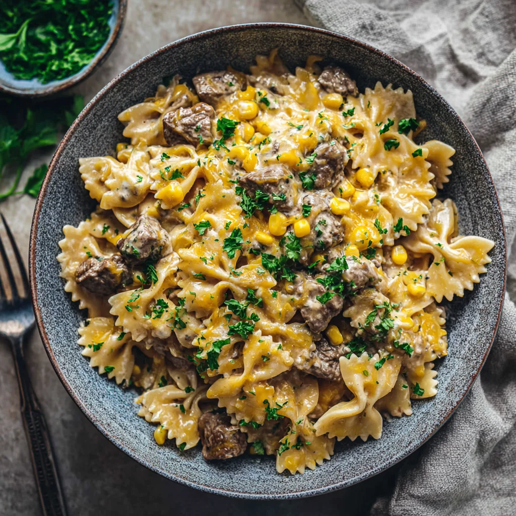 Creamy Ranch Beef Bowtie Skillet With Sweet Corn Magic