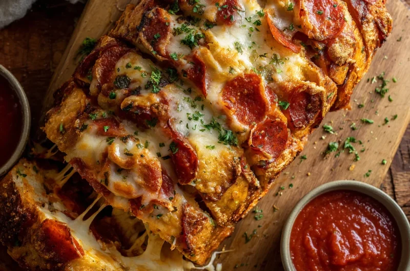 Cheesy Pepperoni Garlic Pull Apart Pizza Loaf