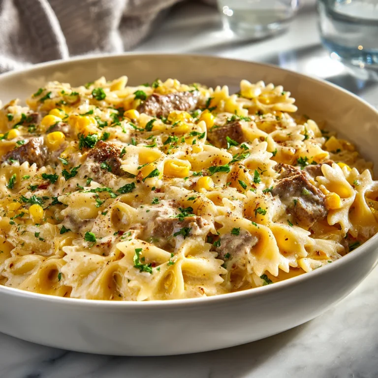 creamy ranch beef bowtie skillet