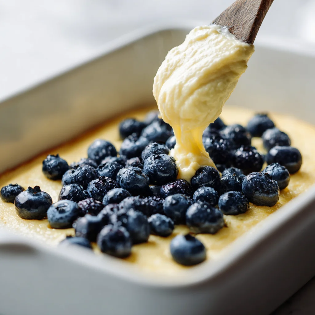 Keto Gooey Cake Soft Gooey berry mixing