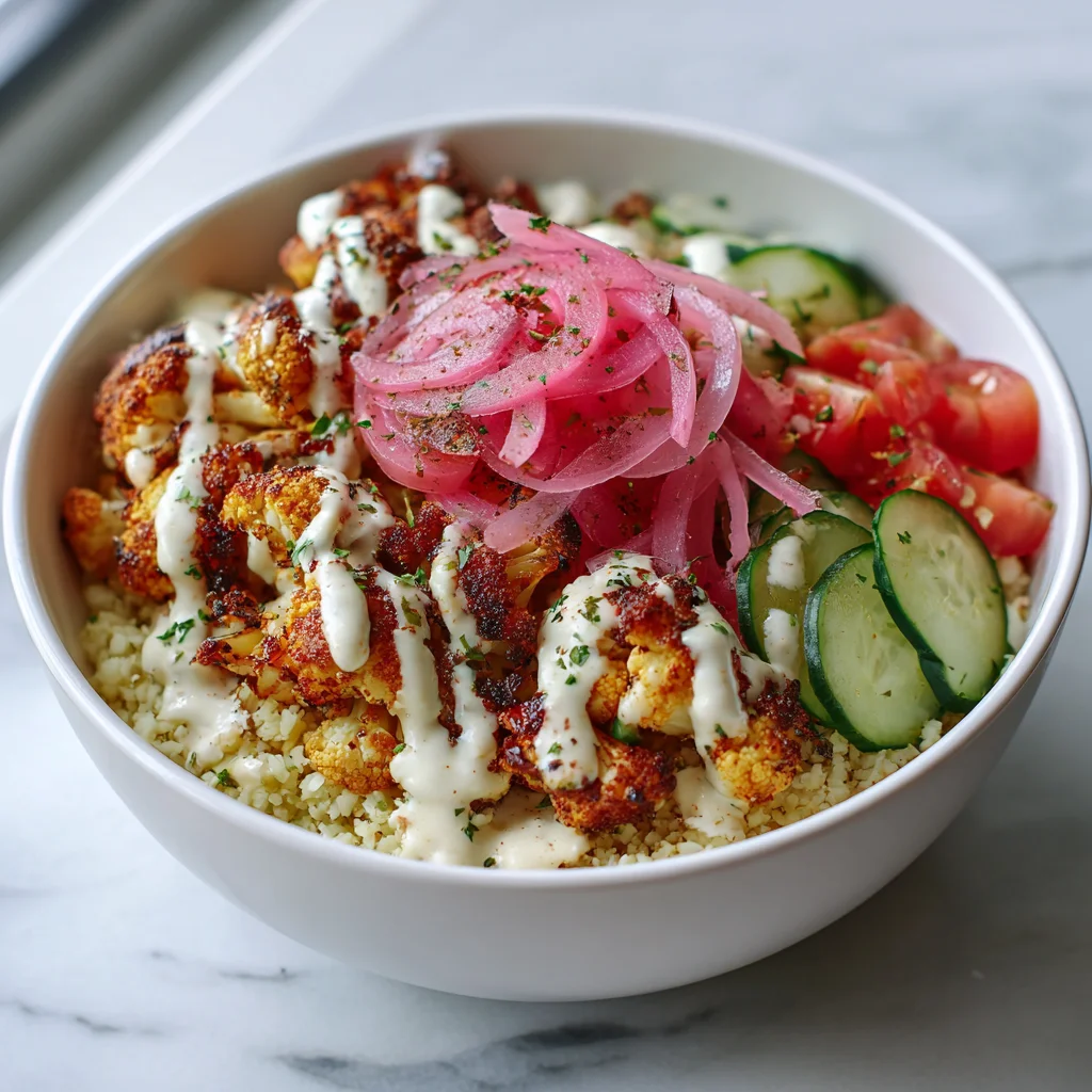 Shawarma spiced cauliflower roasting in the oven until golden and crispy.
