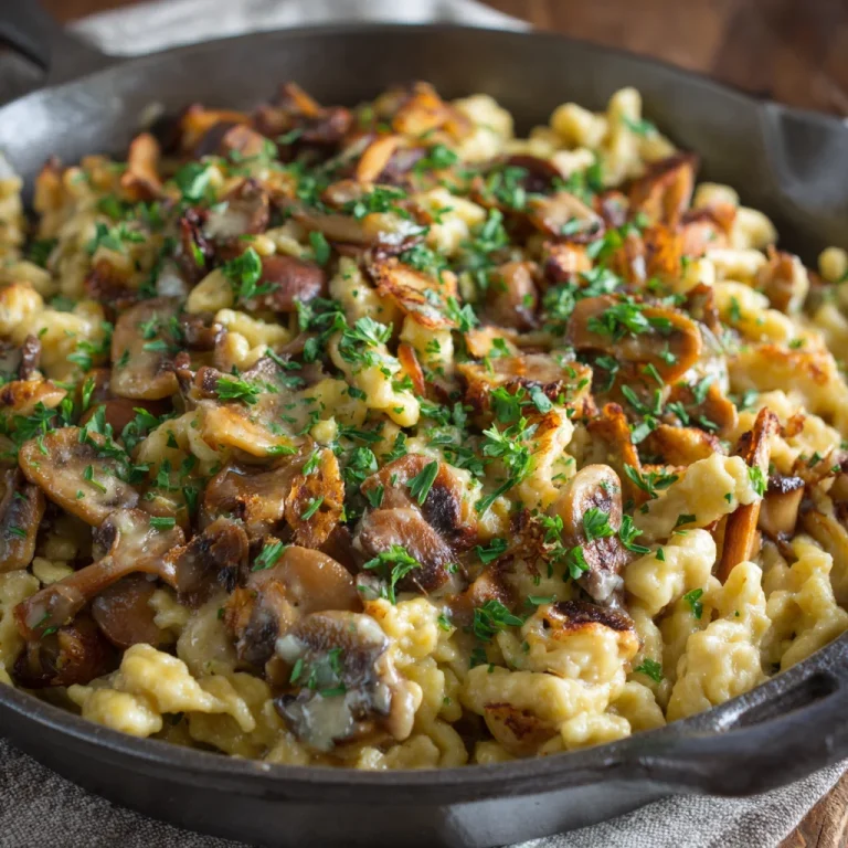Authentic German Spaetzle with Mushroom Sauce