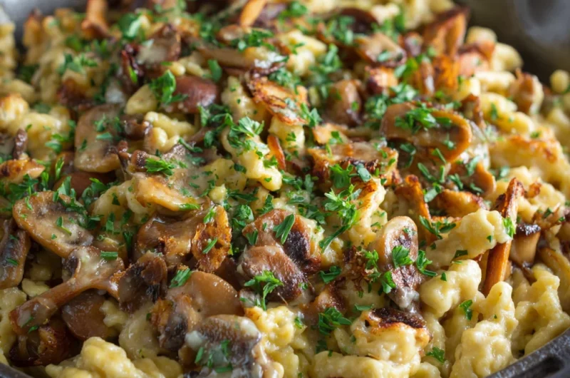 Authentic German Spaetzle with Mushroom Sauce – Chewy Noodles, Creamy Sauce, Ready in 30 Minutes