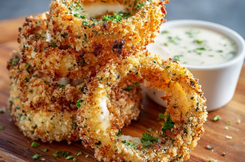 Crispy Baked Onion Rings Stuffed with Mozzarella