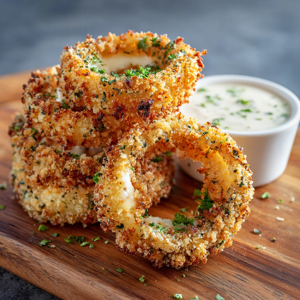 Crispy Baked Onion Rings Stuffed with Mozzarella