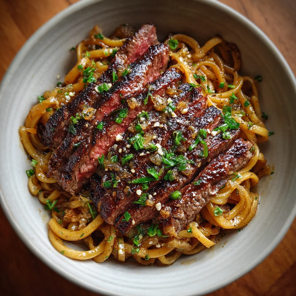 Garlic Butter Steak Lightning Noodles