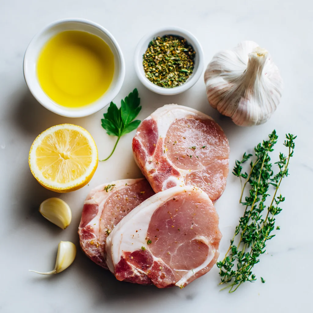 Ingredients for healthy pork chop recipes.