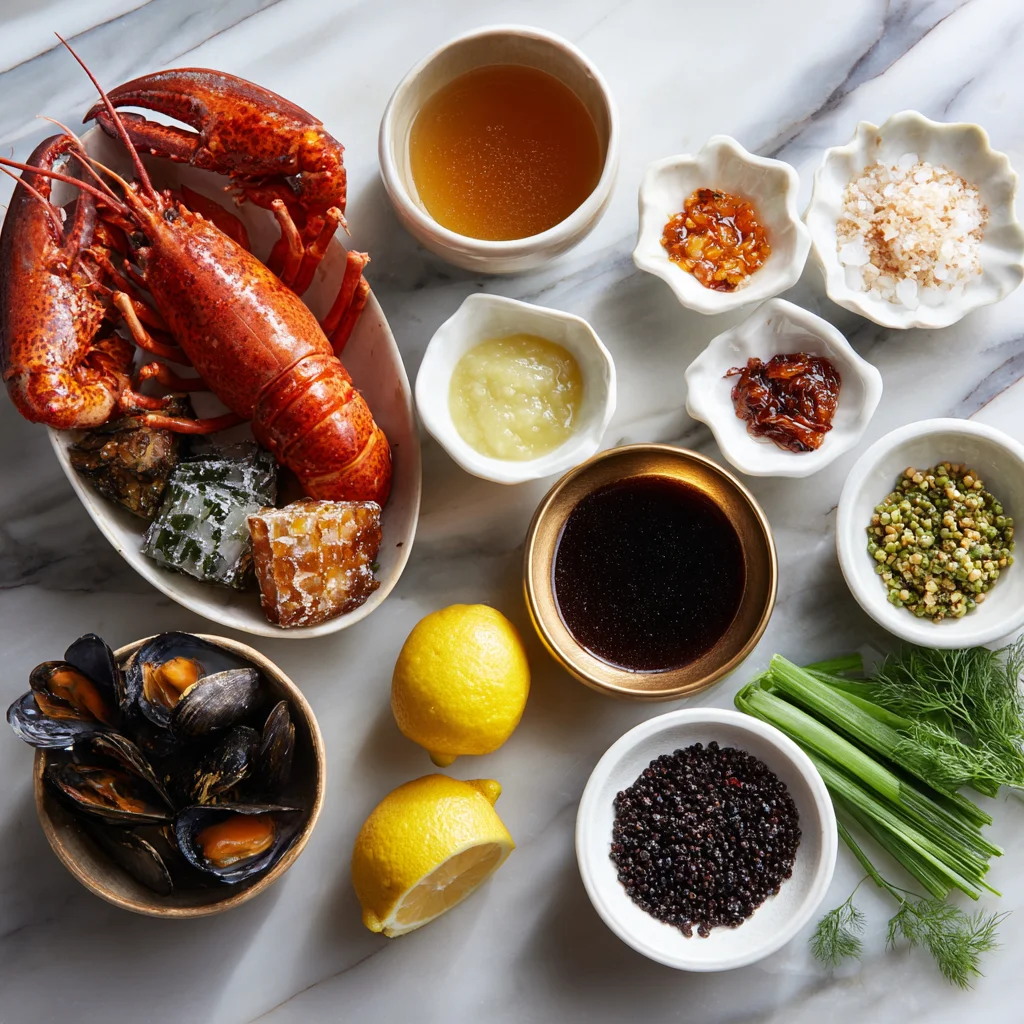 Garlic butter seafood boil sauce pouring over shrimp and corn