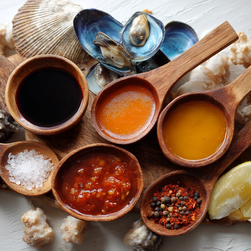 Dipping shrimp into spicy seafood boil sauce