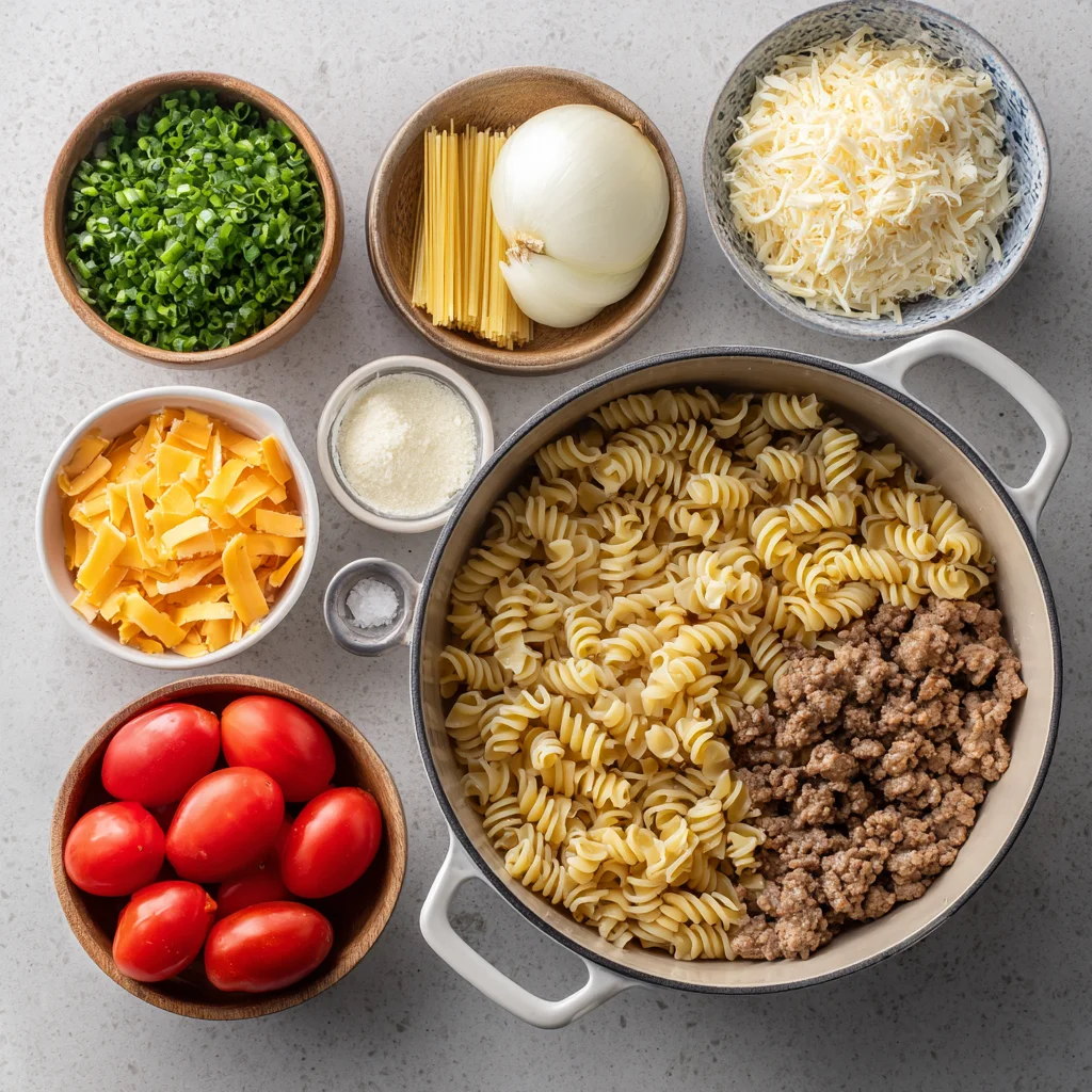 Loaded Cheeseburger Alfredo Pasta ingredient used in recipe