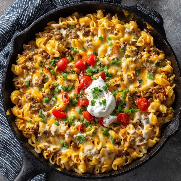 Loaded Cheeseburger Alfredo Pasta