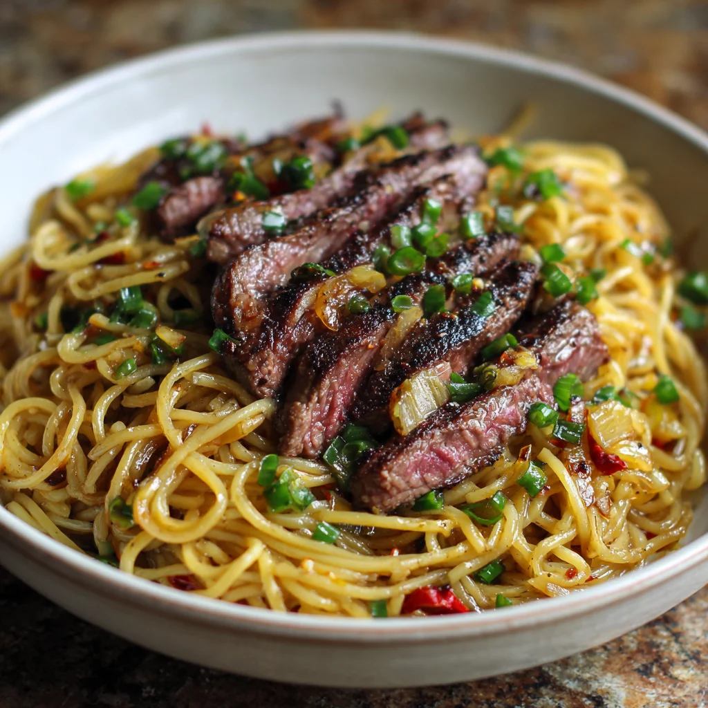 Garlic Butter Steak Lightning Noodles