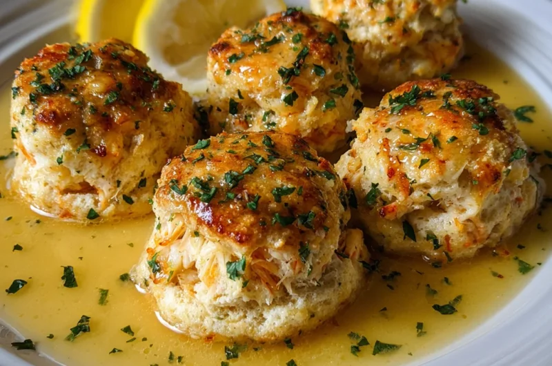 Crab Stuffed Cheddar Bay Biscuits with a Lemon Butter Sauce