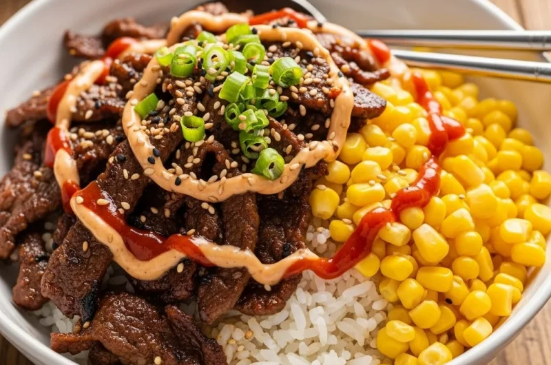 Korean BBQ Beef Bowl with Corn & Creamy Sauce (Fast, Flavorful & Perfect for Quick Dinners!)