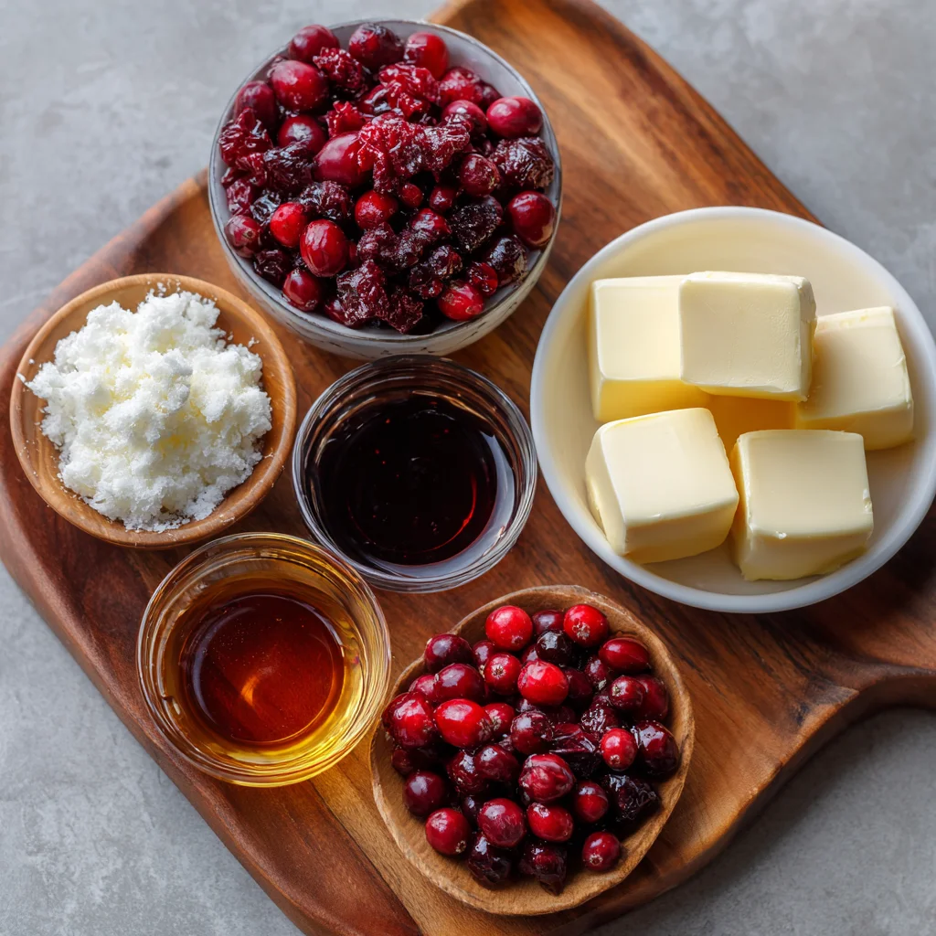 Ingredients for homemade maple cranberry butter.