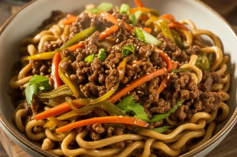 Mongolian Ground Beef Noodles – Saucy, Savory, and Better Than Takeout