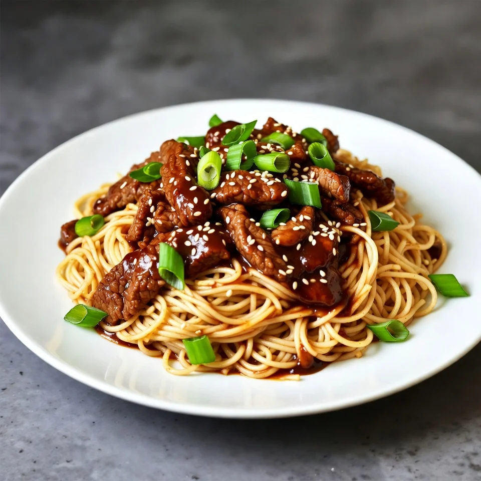 Mongolian Ground Beef Noodles final serving