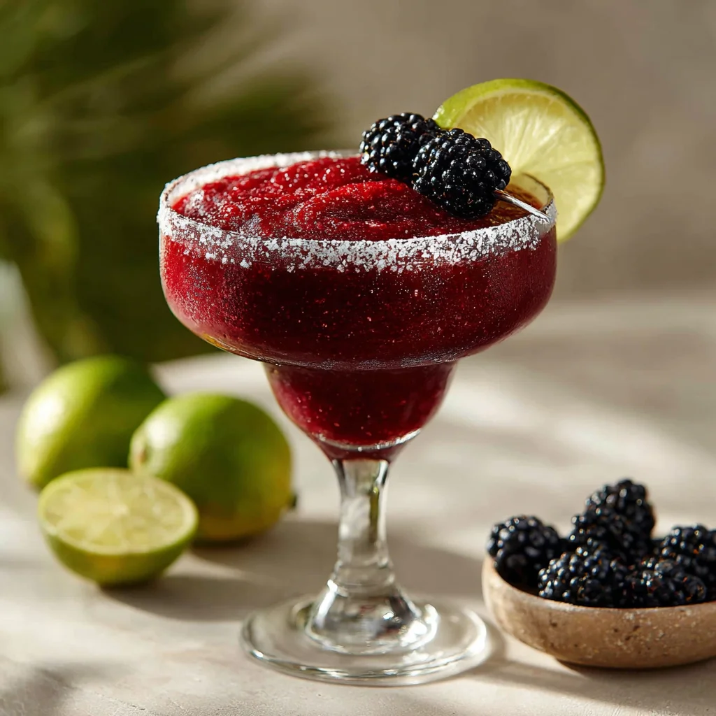 Final serving of blackberry frozen margarita
