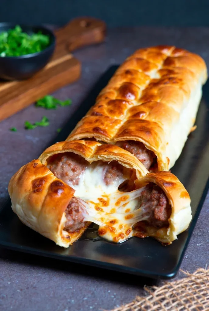 Family Sausage Roll with Mozzarella Recipe final serving