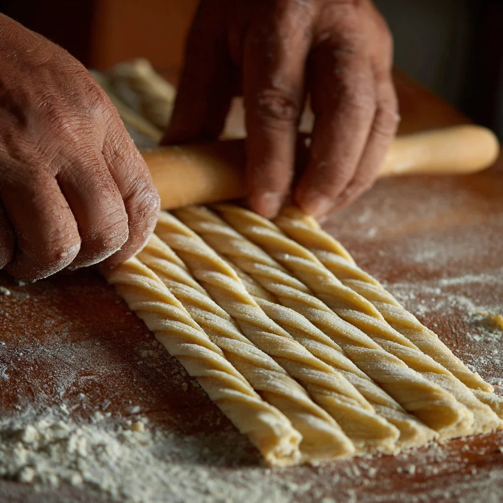 Cut the pastry sheet into long strips