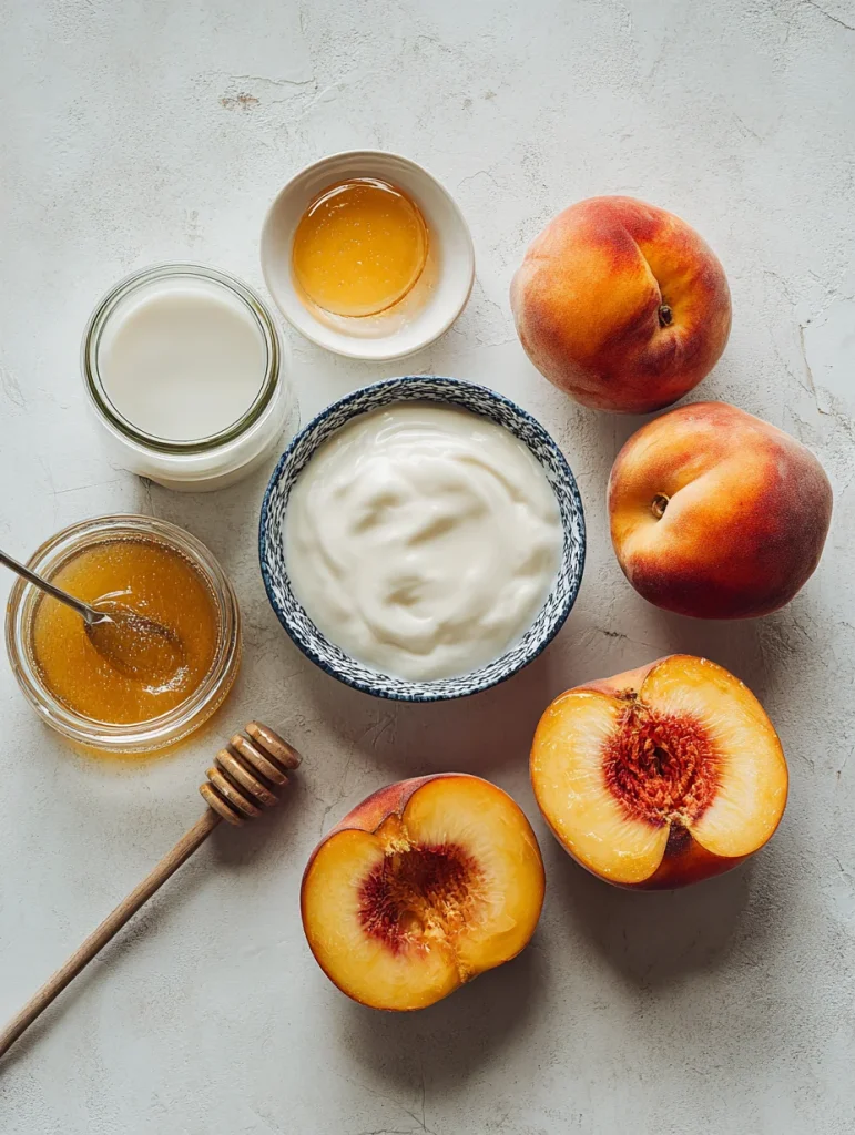 INgredients used in Peach Smoothie with Frozen Peaches