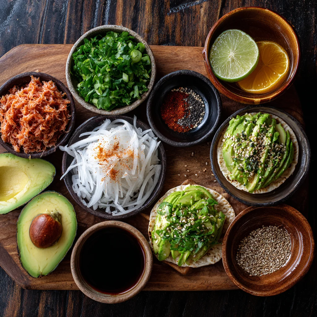 Ingredients Spicy Tuna and Avocado Tostadas Recipe