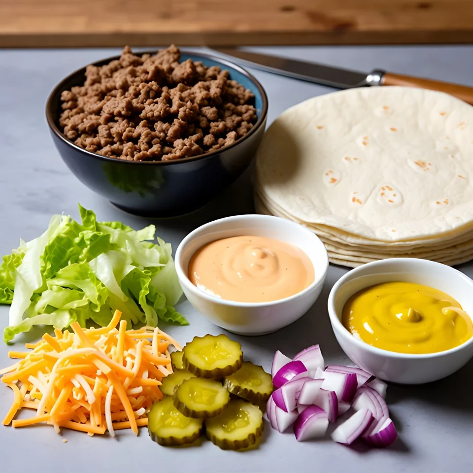 ingredients used in Big Mac Wraps Recipe