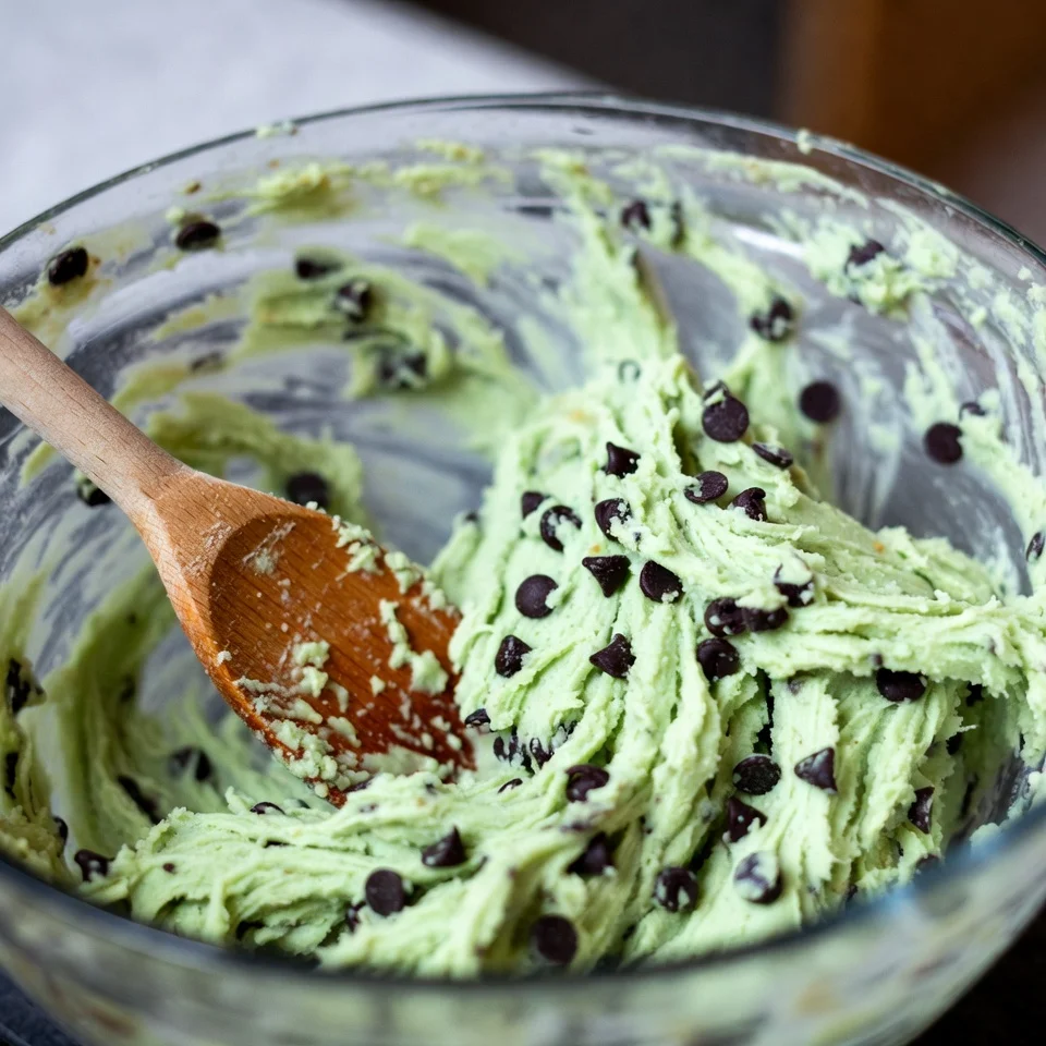 Mix all ingredients for Mint chocolate chip cookies